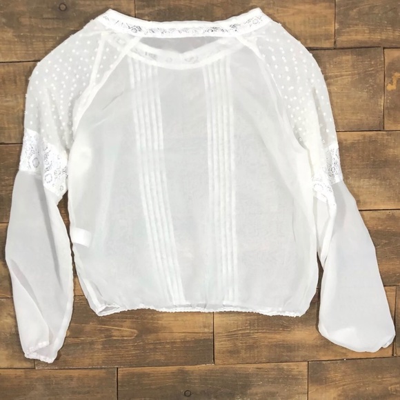 PS Aeropostale Girls Blouse Sheer Lace Pleats - Picture 6 of 8